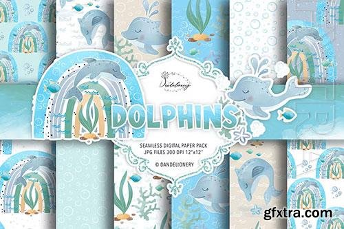 Dolphins digital paper pack