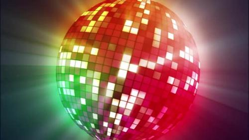 Videohive - Isolated disco ball animation rotating with colorful lights, shiny nightclub decoration background - 38041937 - 38041937