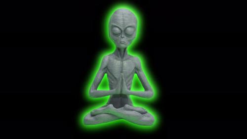 Videohive - Multi-colored glowing Alien doing Yoga in front of black background - Closed eyes of futuristic figu - 38042732 - 38042732