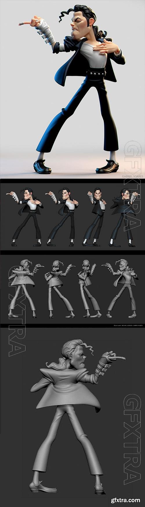 Michael Jackson Cartoon 3D Print Model 