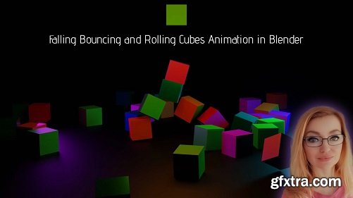 Falling Bouncing and Rolling Cubes Animation in Blender