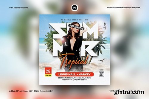 Tropical Summer Party Flyer 5UGD34Y