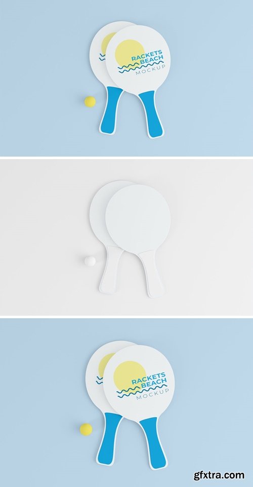 Top View Beach Rackets with Rubber Ball Mockup