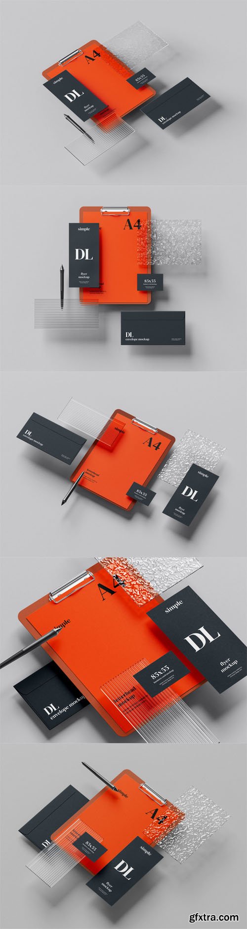 Dark Gray & Orange Stationery PSD Mockups Templates