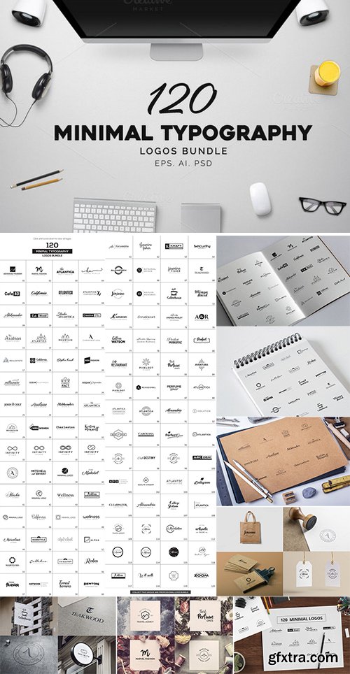 120 Minimal Typography Logos Bundle