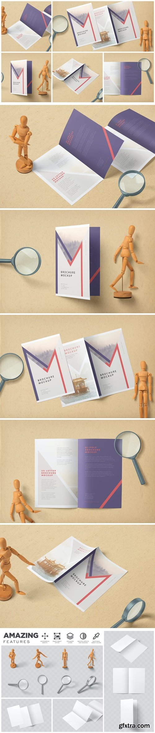 US Letter Bi Fold Brochure Mockups YBXEJUC