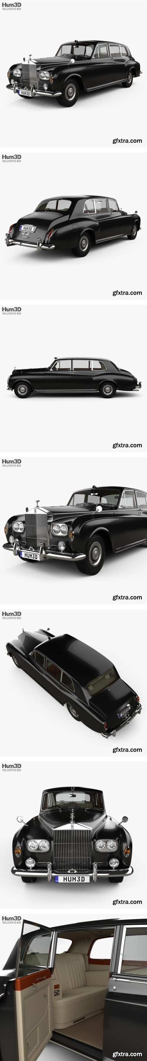 Rolls-Royce Phantom Park Ward Limousine with HQ interior 1963 3D model