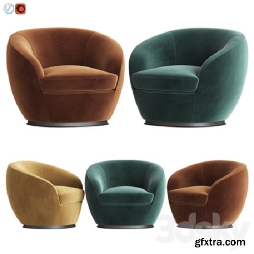 Luxury Italian Designer Velvet Swivel Armchair