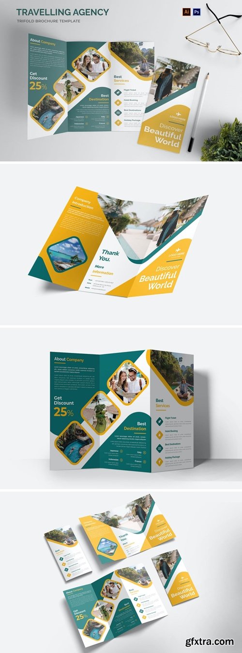 Traveling Agency Trifold Brochure 3GR7W86