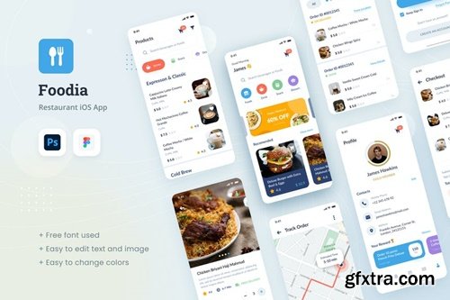 Foodia - Restaurant iOS App Design UI Template Z3K645T