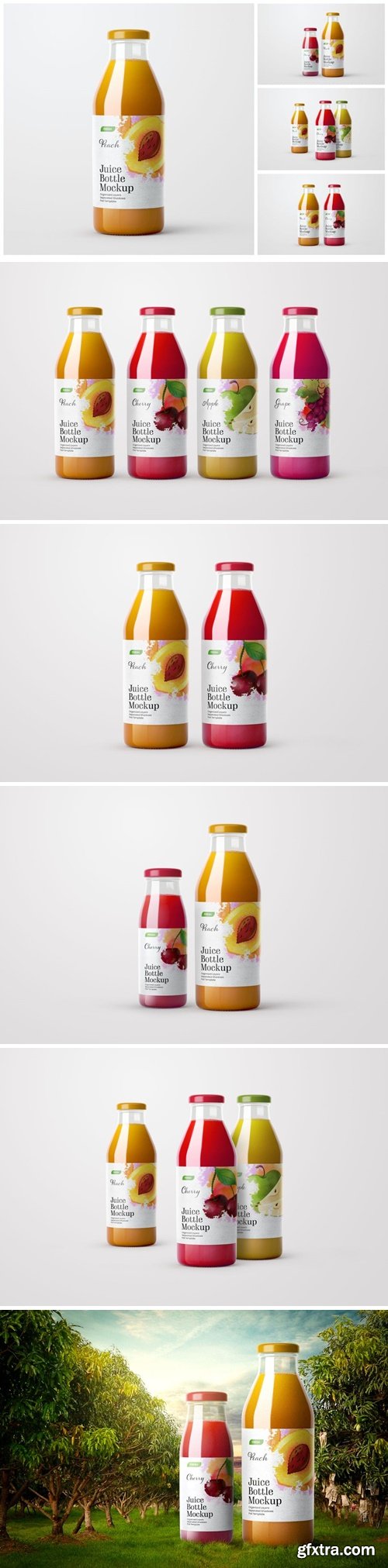 1000 ml Glossy Juice Bottle Mockup Set GHFRDDJ