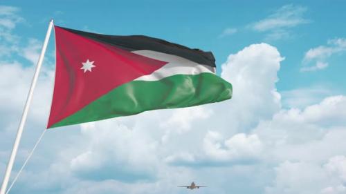 Videohive - Plane Arrives to Airport with Flag of Jordan - 38247537 - 38247537