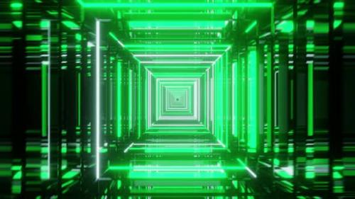 Videohive - Seamless loop of Abstract green fractal neon background with various color lines and strips - 38248293 - 38248293