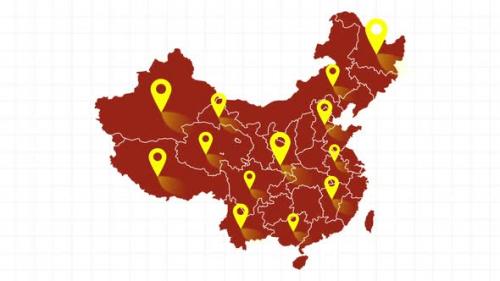 Videohive - China Map Pin Point Location Color Animation - 38211615 - 38211615