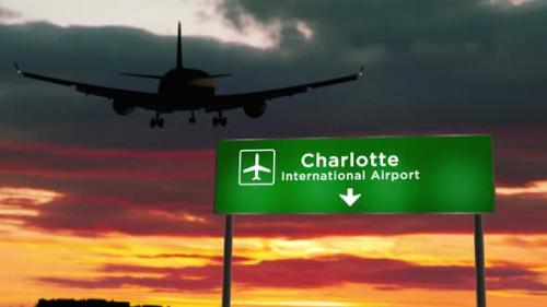 Videohive - Plane landing in Charlotte North Carolina, USA airport - 38212422 - 38212422