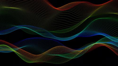 Videohive - New Colorful Digital Particle Line Wave Motion On Black Background - 38214088 - 38214088