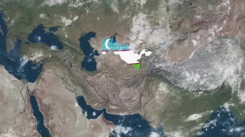 Videohive - 4K Globe Map of Uzbekistan with a flag (Highlighted) - 38216267 - 38216267