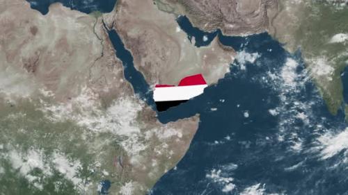 Videohive - 4K Globe Map of Yemen with a flag (Highlighted) - 38216274 - 38216274