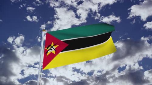 Videohive - Mozambique Flag With Sky 4k - 38232555 - 38232555