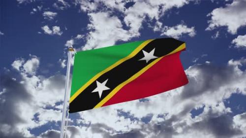 Videohive - Saint Kitts And Nevis Flag With Sky 4k - 38232633 - 38232633
