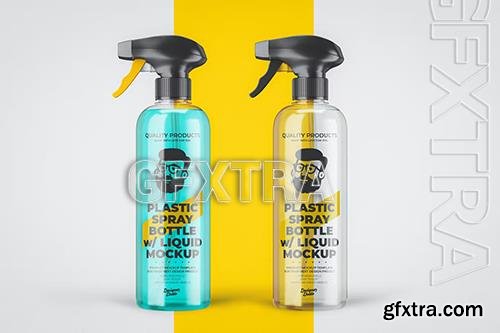 Plastic Spray Bottle with Liquid Mockup YTC4U8Q