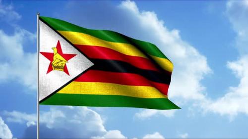 Videohive - Flag of the Country Zimbabwe on Blue Sky Background with Flowing Clouds 3D Effect - 38155003 - 38155003