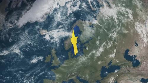 Videohive - 4K Globe Map of Sweden with a flag (Highlighted) - 38172018 - 38172018