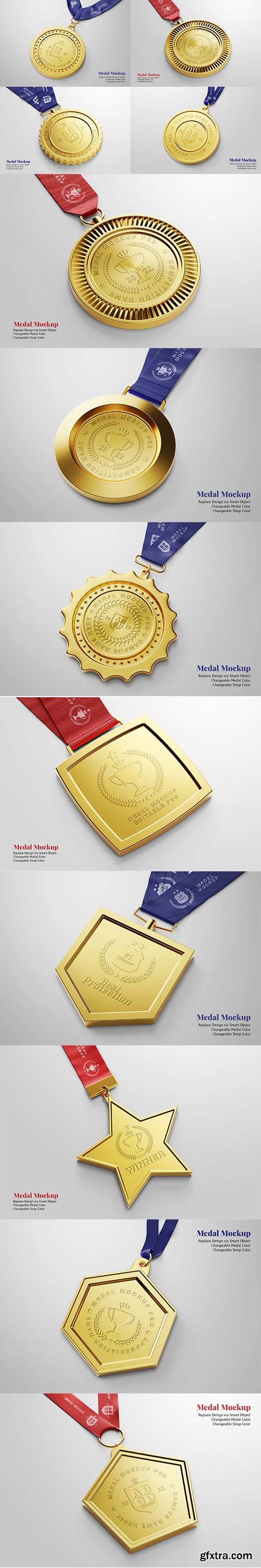 Champion award gold medal mockup