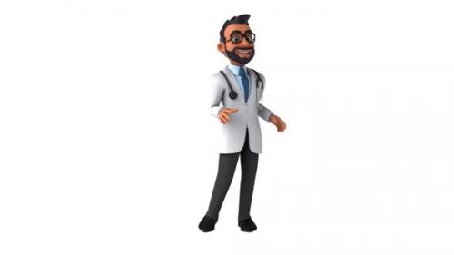 Videohive - Fun 3D cartoon animation of an indian doctor with alpha , - 38117565 - 38117565