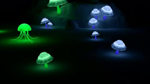 Videohive - Psychedelic Animation with Neon Mushrooms - 38125552 - 38125552