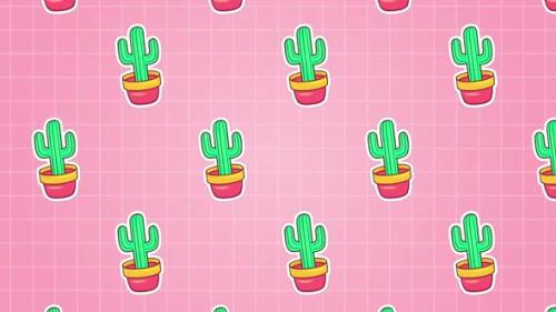 Videohive - Cactus Sticker Background Animation - 38155047 - 38155047