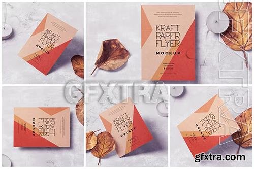 A5 Kraft Paper Flyer Mockups MDMA3VY