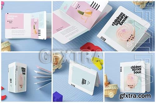 Children Square Book Mockups M93PQAX