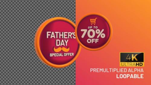 Videohive - Fathers Day Up To 70 Percent Off Bage Looping with Alpha Channel - 38187394 - 38187394