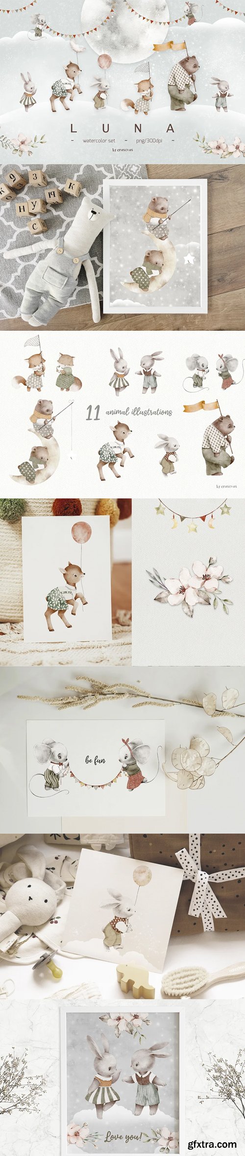 CreativeMarket - LUNA watercolor set - 7123645