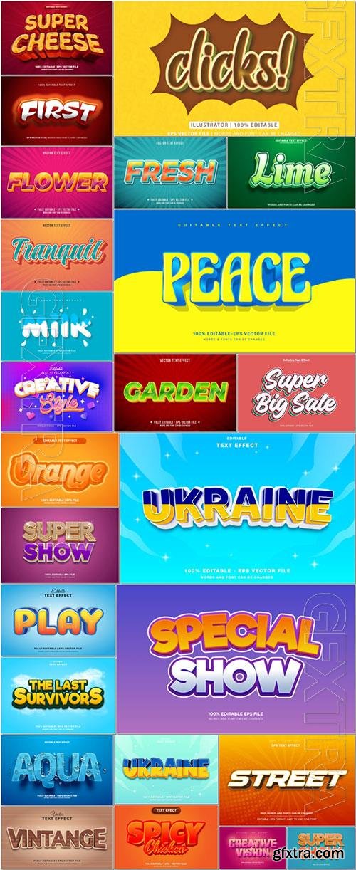 3d editable text style effect vector vol 1048