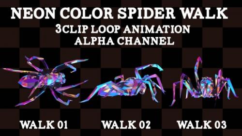 Videohive - Neon Color Spider Walk 3Clip Loop - 38260604 - 38260604