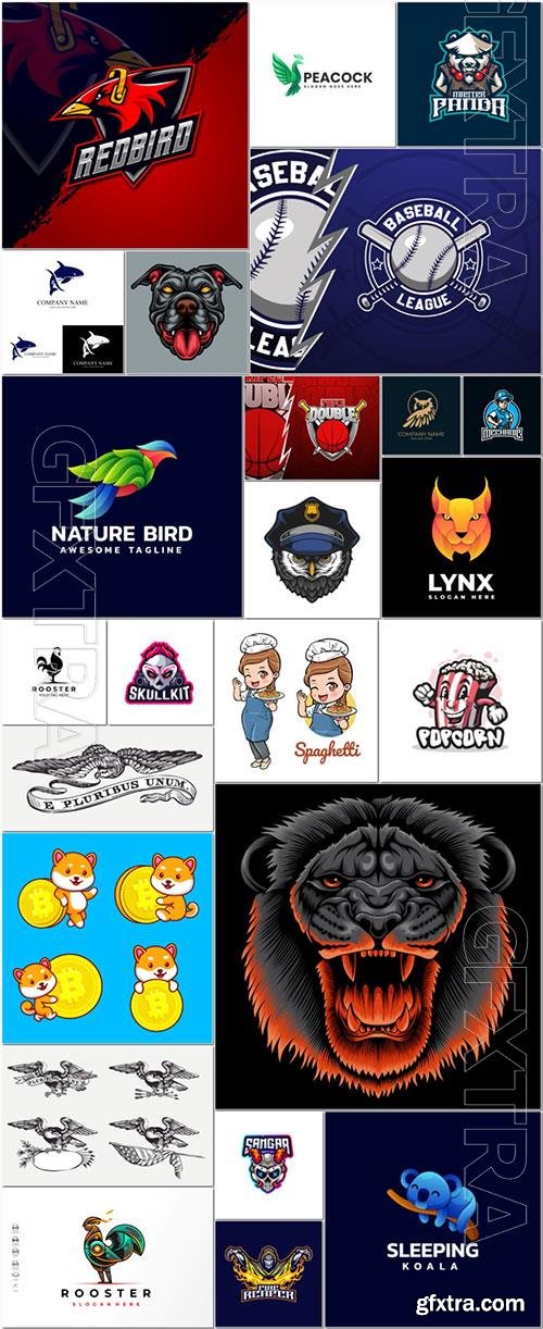 Mascot logo design set premium vector vol 48