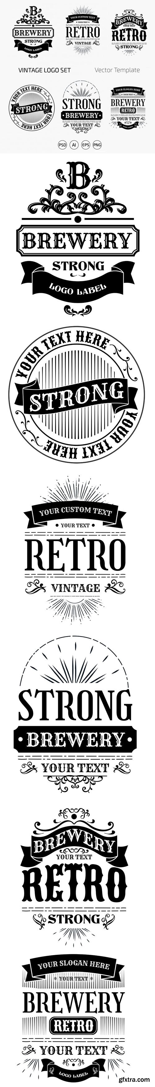 Vintage Logos - 6 Vector Templates + PSD