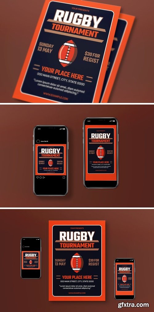 Rugby Tournament Flyer Set N2RPG7Q