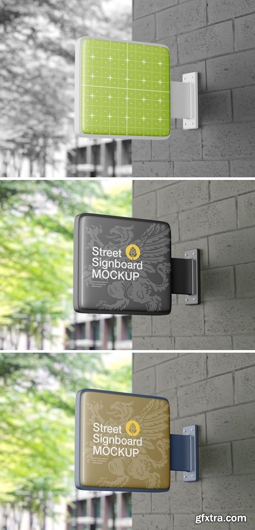 Square Signboard Wall Mockup CYTJ8CC