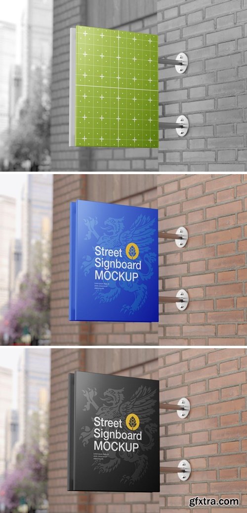 Street Signboard Wall Mockup GXU7NDL