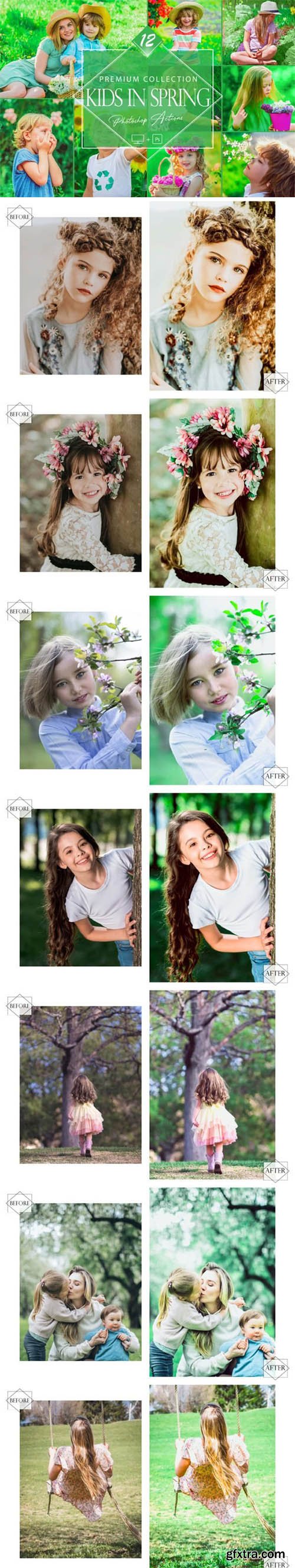 12 Kids in Spring Photoshop Actions