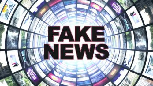 Videohive - Fake News Text and Monitors Tunnel, Loopable - 38336768 - 38336768