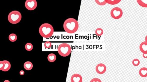 Videohive - Love Heart React Emoji Flying with Alpha - 38374561 - 38374561