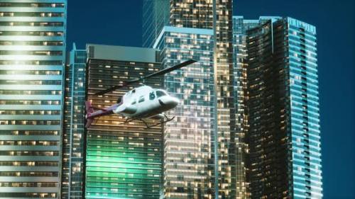 Videohive - Helicopter Flies Through Center of Big City - 38394464 - 38394464