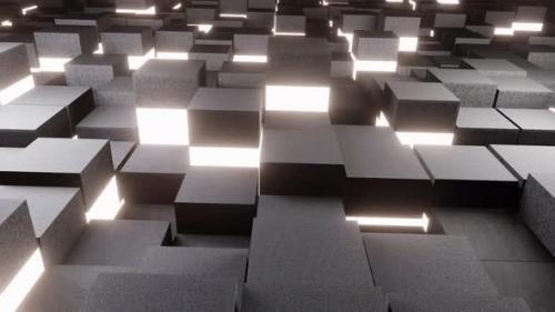 Videohive - New Metal Cubes With Neon Light Vj Loop Background 4K - 38342883 - 38342883