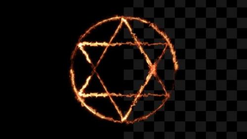 Videohive - Fire Hexagram with Circle - 38344217 - 38344217