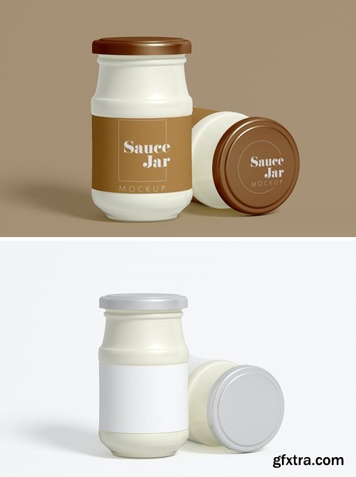 Two Mayonnaise Sauce Jars Mockup AA2XAYX