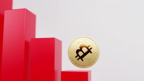 Videohive - Bitcoin Falling on Red Candlestick 4K - 38356910 - 38356910